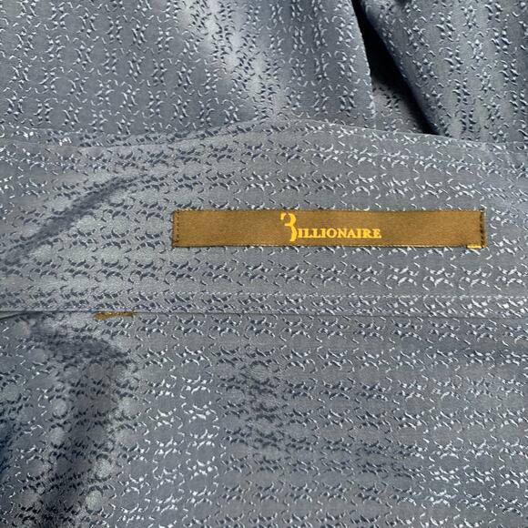 BILLIONAIRE COUTURE Size XL Blue Jacquard Silk Button Up Long Sleeve Shirt - Picture 5 of 8